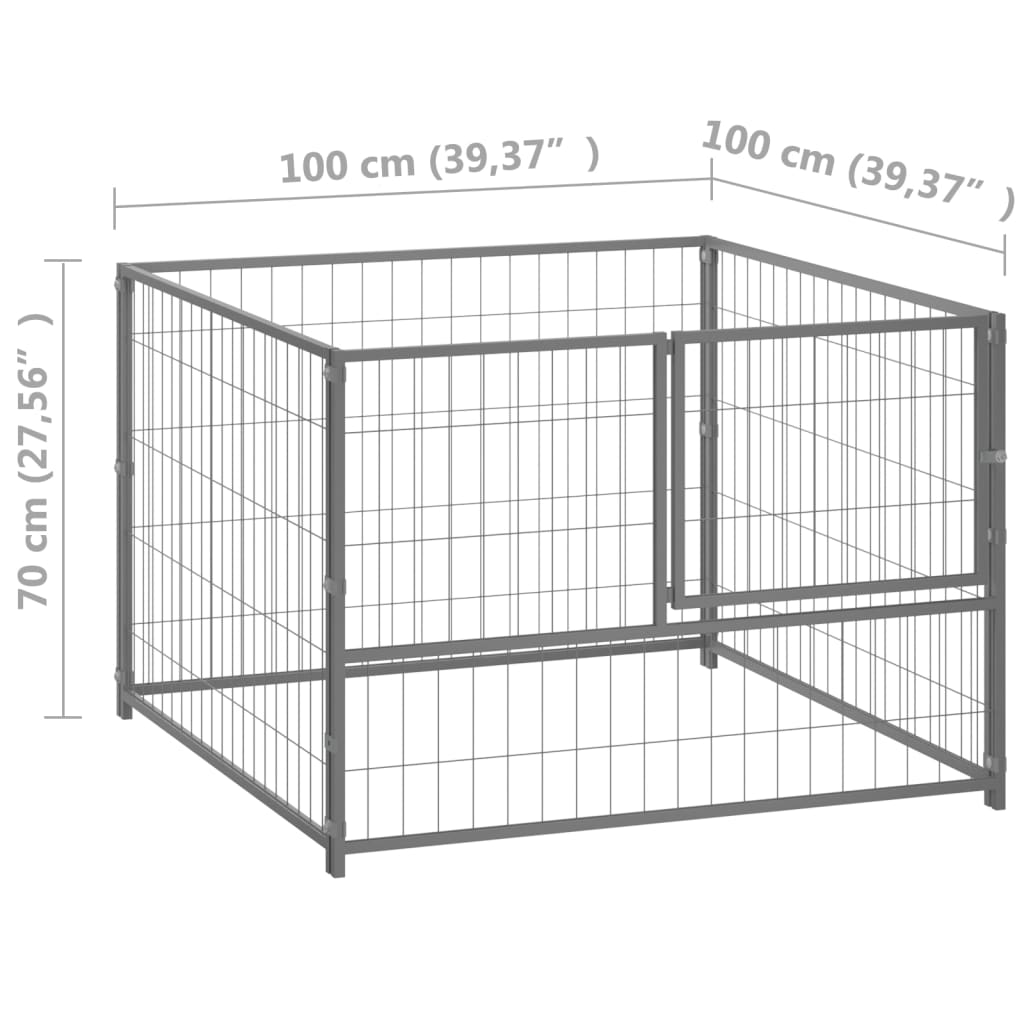NNEVL Dog Kennel Silver 100x100x70 cm Steel
